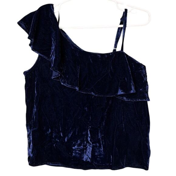 J.O.A. Crushed Velvet Ruffled Top One Shoulder Size S NWT Holiday Party Evening - Picture 2 of 7